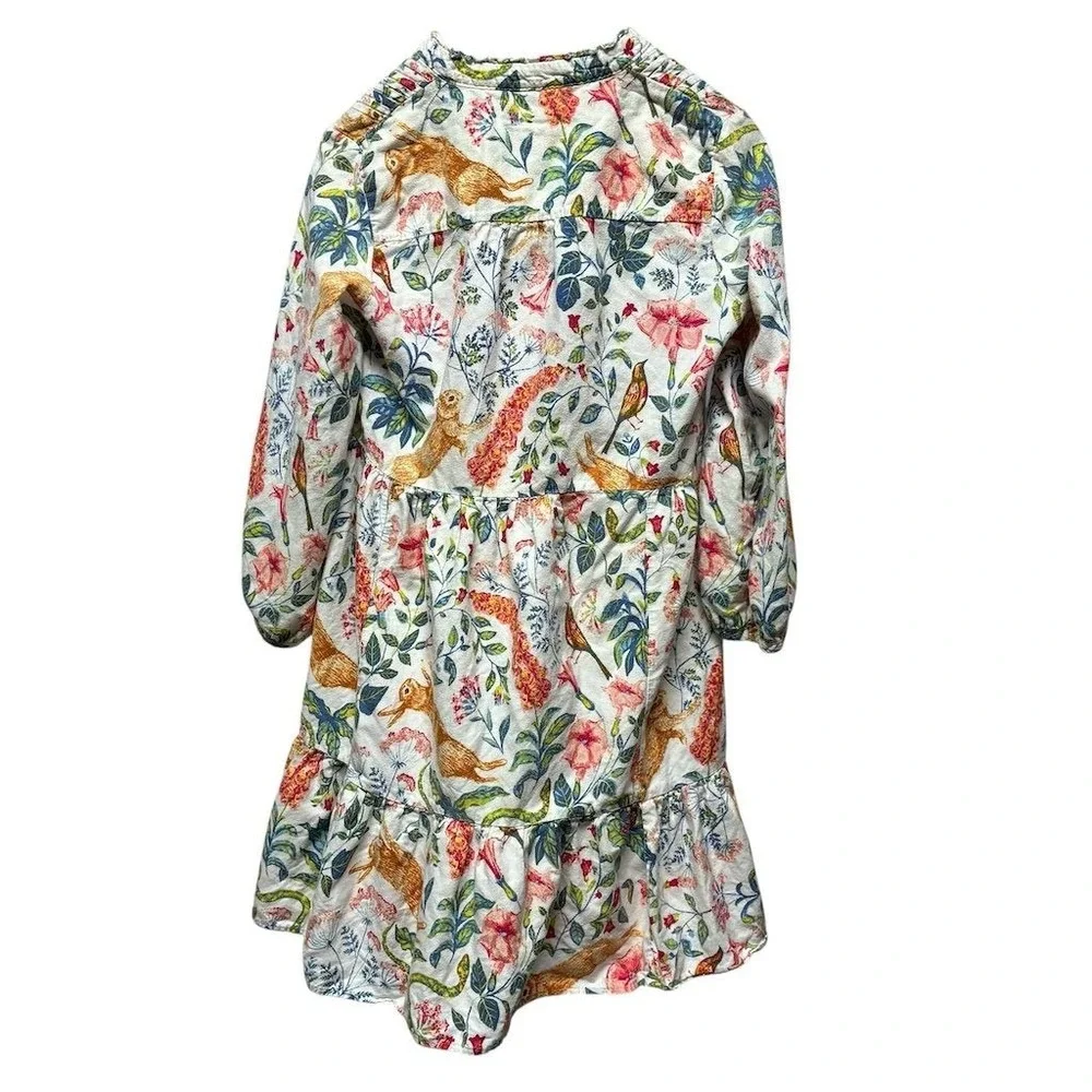 Anthropologie Whimsical Flannel Dress S Floral Rabbit Bird Print - Picture 2 of 4